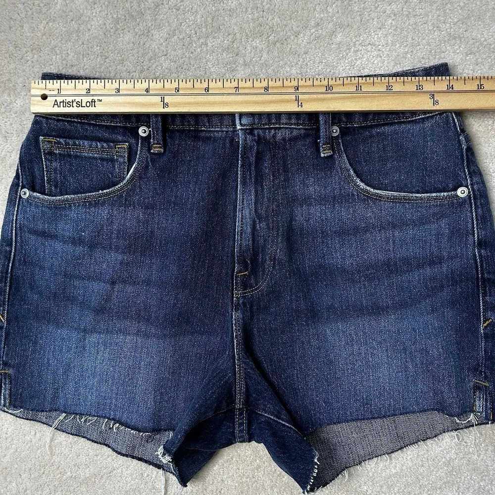 Good American Classic Jean Shorts Women's 6/28 Blue Denim Cutoff Stretch